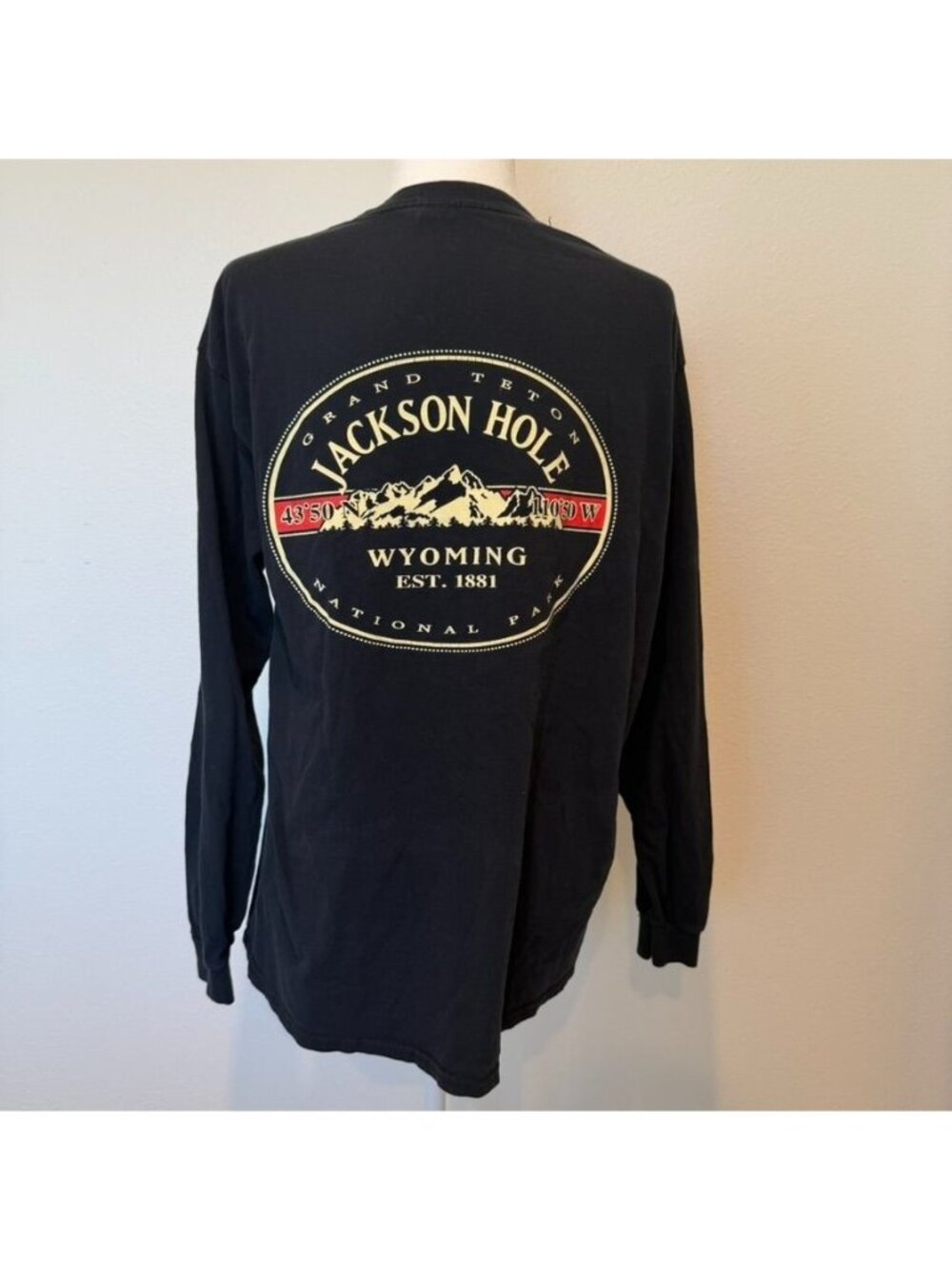 Jackson Hole Tetons Graphic Cotton Long Sleeve Shirt Size Large